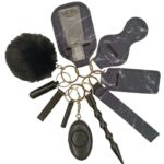 Self Defense Keychain 11-Piece Aluminum Anti-Wolf Alarm Black