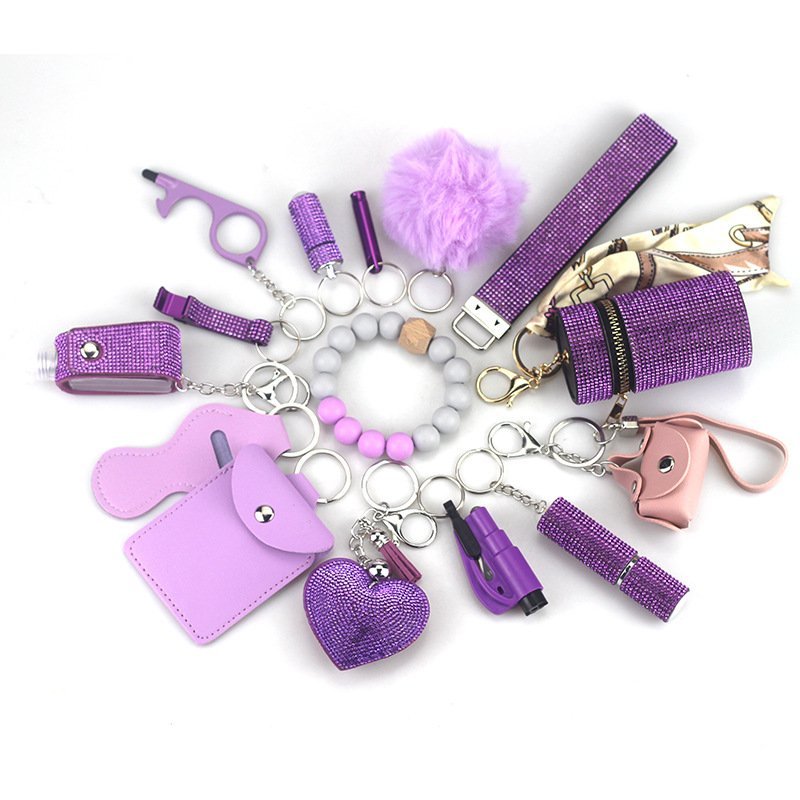 O1CN01UFAdfU2MtO3cV8Zme_2217751789885-0-cib.jpg Womens Safety Items 15-Piece Self-Defense Keychain Purple - Image 1