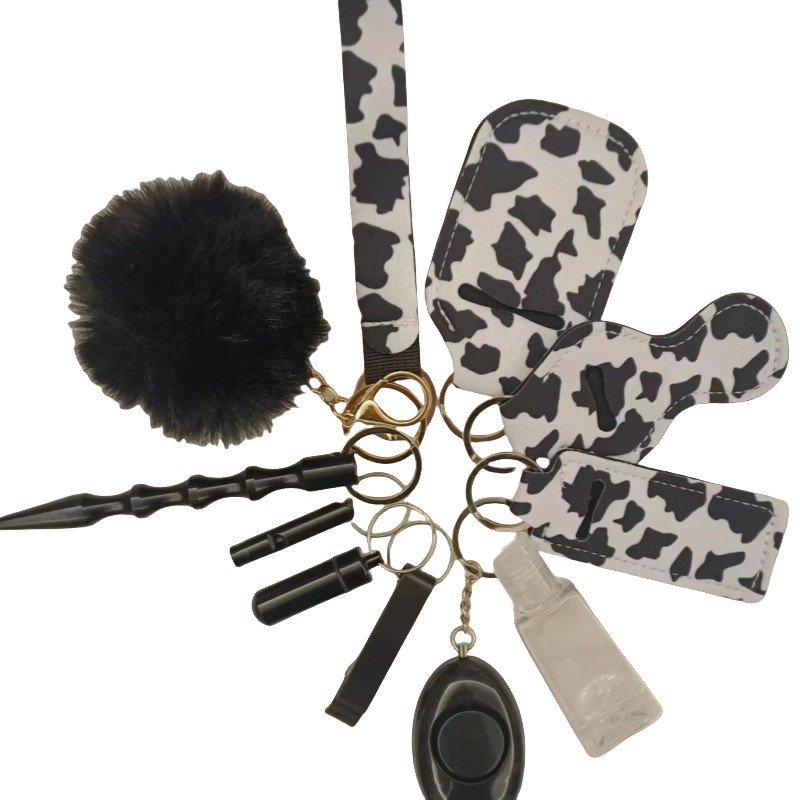 O1CN01Uy954R2FDyuIPuwtL_968158847-0-cib.jpg Self Defense Keychain 11-Piece Aluminum Anti-Wolf Alarm Black+White - Image 1