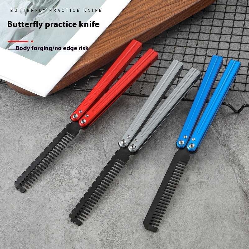 e434542a-4f42-4abe-9e57-6384fd05128e.jpg Stainless steel comb Aluminum Handle Practice Trainer - Image 1
