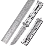 Damascus Balisong All Steel Trainer Unsharpened