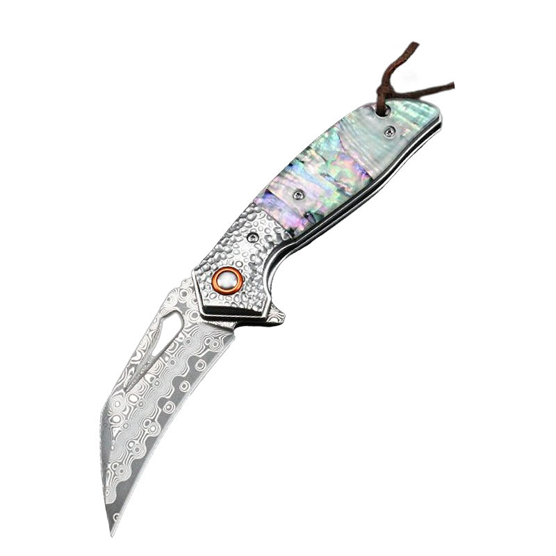 O1CN01YhL1oM1P1kFvnH8MO_2215916341781-0-cib.jpg GT989 Damascus Swiss Knife Folding Knife Outdoor Fruit Knife Pocket Knife Camping Color Shell Folding Knife - Image 1