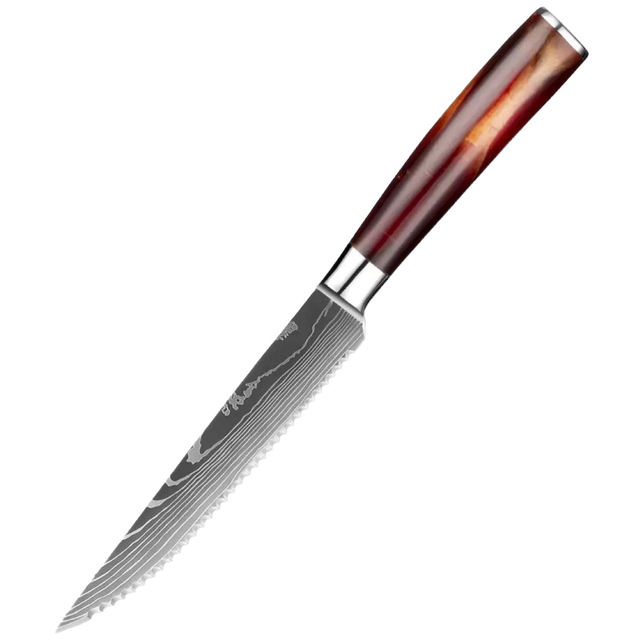 O1CN01c55EHE1s8jMpVPWpX_6000000005722-0-cib-1.jpg Stainless steel laser pattern serrated knife - Image 1