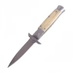 Stiletto knife switchblade with yellow bone handle flick knife set