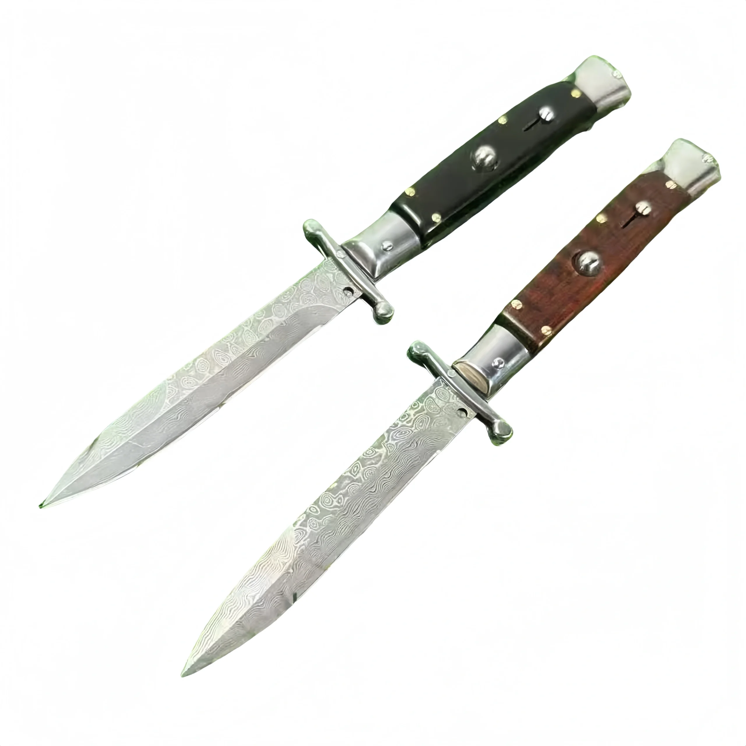 2025-08-08_175635_310-scaled-1.webp 10-inch Damascus Stiletto knife flick knife switchblade - Image 1