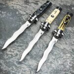 8.75 Inch Italian Stiletto Switch Kris Blade Fick Knife