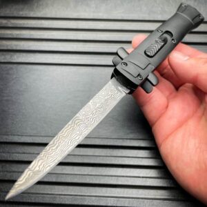 9 inch Auto knife Italian Stiletto Style OTF Knife Damascus Etch - Image 11