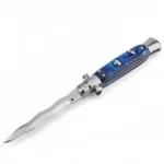 8.75 Inch Stiletto Switch Kris Blade Fick Knife Blue