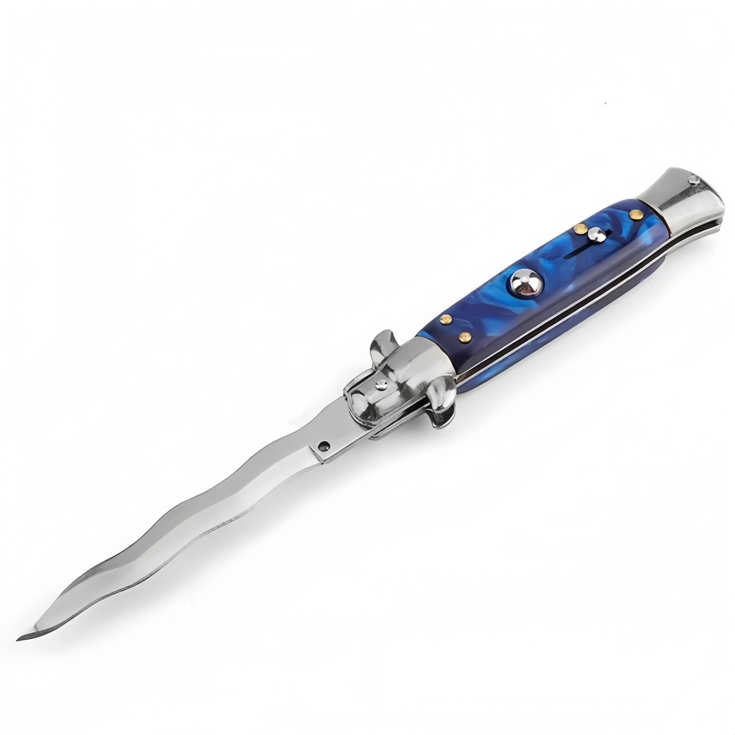 bf3f40168153350412c03bf59195c088_副本-scaled-1.webp 8.75 Inch Stiletto Switch Kris Blade Fick Knife Blue - Image 1